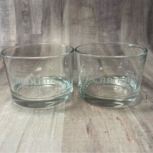 2 Short Whiskey Glasses "Carolans Irish Cream" Lowball Round Clear 7 oz  2.25" T